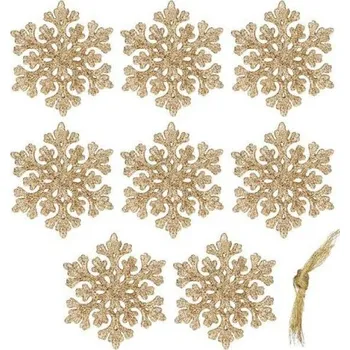 Vánoční dekorace Springos CA0718 sněhové vločky 8 cm zlaté 8 ks