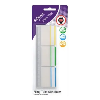 Samolepící bloček Snopake, Samolepicí záložky s pravítkem, 37 x 50 mm, 10 listů, 3 barvy