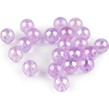 Korálek Plastové korálky s AB efektem Ø10 mm, Balení 500 g, Varianta 3 fialová nejsvětlejší