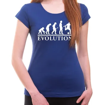 Dámské tričko Tričko Evoluce Fotbalista dámské - Barva Modrá