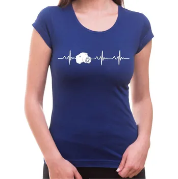 Dámské tričko Tričko EKG Fotografka dámské - Barva Modrá
