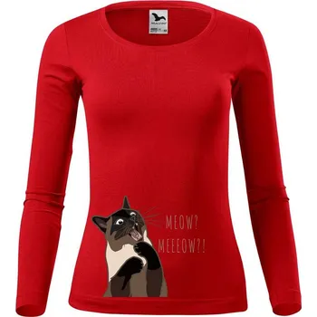 Dámské tričko DOBRÝ TRIKO Dámské bavlněné triko Naštvaná kočka Velikost: XL, Barva: Červená