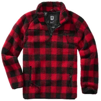 Pánská softshellová bunda Bunda Brandit Teddyfleece Troyer, červená/černá, 4XL