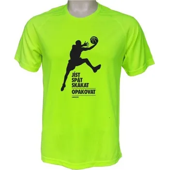 Pánské tričko Funkční basketbalové tričko Jíst, spát... - velikost L, Barva Bílá