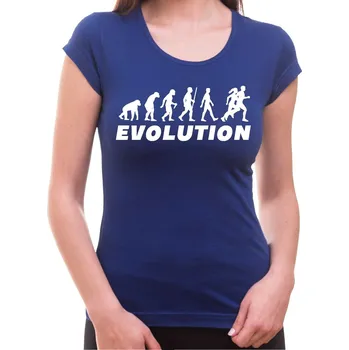 Dámské tričko Tričko Evoluce Běh dámské - Barva Modrá