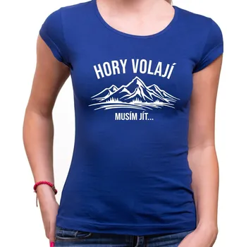 Dámské tričko Tričko Hory volají dámské - Barva Modrá