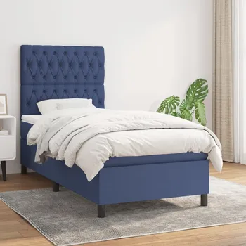 Ložnice vidaXL Box spring postel s matrací 100 x 200 cm textil [3141994] Barva: Modrá