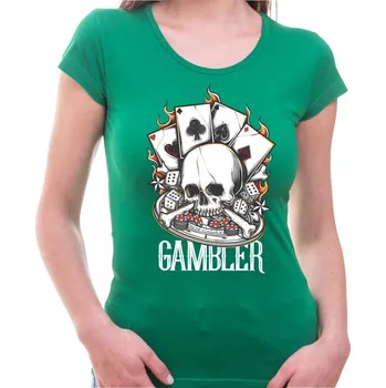 Dámské tričko Tričko Gambler dámské - Barva Zelená