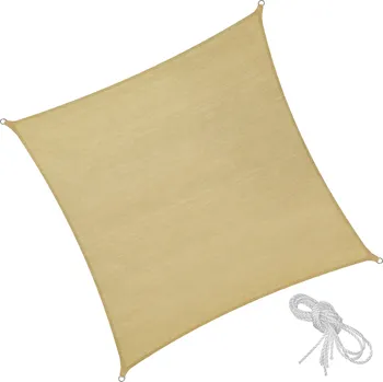 Stínicí technika TecTake GmbH 402605 stínící plachta proti slunci čtverec, béžová - 3 x 3 m