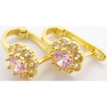 Náušnice Klenoty Budín Dámské/dívčí zlaté náušnice s růžovými růženíny a zirkony 585/1,26gr HK2012 (Klenoty Budín Dámské/dívčí zlaté náušnice s růžovými růženíny a zirkony 585/1,26gr HK2012)