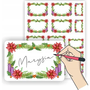 Dárková visačka Vánoční nálepky s místem na jméno, jmenovky na dárky