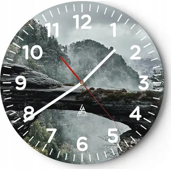 Hodiny Nástěnné hodiny do obýváku 40x40 Krajina Kulatý Skleněné hodiny Loft Tiché