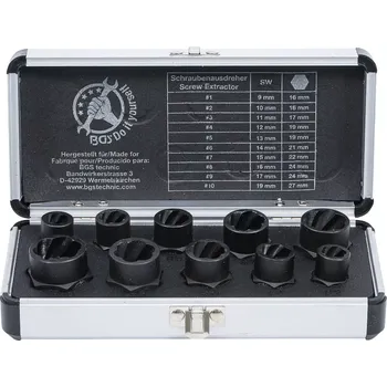 Gola hlavice Nástrčné hlavice 3/8" Kraftmann 9 ÷ 19 mm BGS 20210 na poškozené šrouby. 10 ks (BGS 1020210 Nástrčné hlavice Kraftmann s profilem na poškozené matice a šrouby. 10 ks)