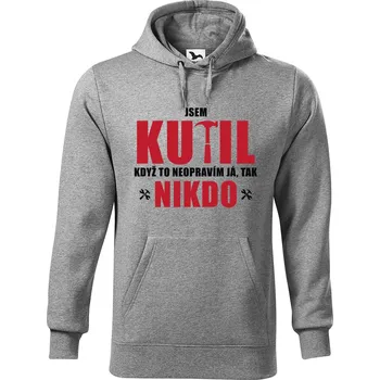 Pánská mikina DOBRÝ TRIKO Pánská mikina s potiskem Když to neopraví kutil Velikost pánské mikiny: 5XL, Barva: Tmavě šedý melír