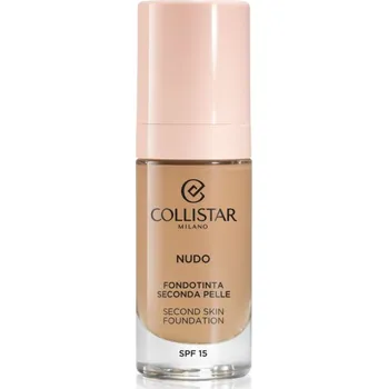 Kosmetika Collistar NUDO Second Skin Foundation SPF 15 rozjasňující hydratační make-up s vyhlazujícím efektem odstín 4N Sabbia 30 ml