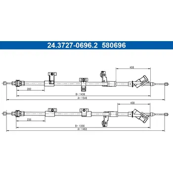 Lanko parkovací brzdy Tažné lanko, parkovací brzda ATE 24.3727-0696.2