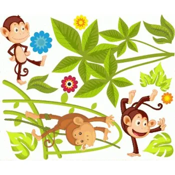 Samolepící dekorace Dětské samolepky SUPER - OPIČKY 14, 50 x 60 cm POSLEDNÍ KUS (samolepka na zeď)