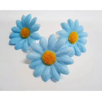 umělá květina Květ kopretina modrá, textilní dekorace, květina 4 cm