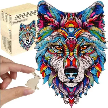 Puzzle Veselé Dřevěné Puzzle - Vlk 170 dílků