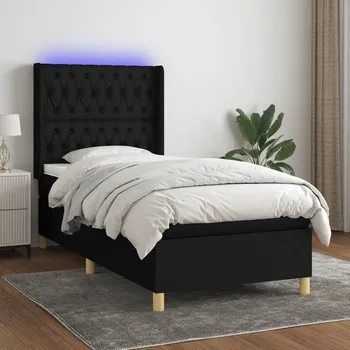 Postel vidaXL Box spring postel s matrací a LED 100x200 cm textil [3139096] Barva: Černá