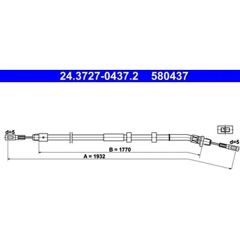 Lanko parkovací brzdy Tažné lanko, parkovací brzda ATE 24.3727-0437.2