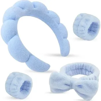 Čelenka Látková čelenka do vlasů se sadou náramků | dámské vlasové doplňky 1+3 ks - nebesky modrá