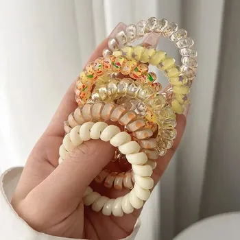 Sada elastických spirálových gumiček do vlasů | Vlasové doplňky 6 ks - žlutá smíšená