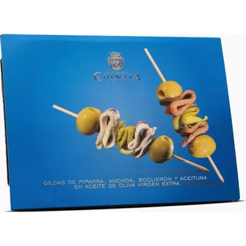 LA CHINATA Gildas Špíz z Papriček Piparrasu, Ančoviček, "Boquerones" a z Oliv v Extra Panenském Olivovém Oleji