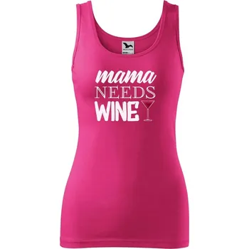 Dámské tričko DOBRÝ TRIKO Dámské tílko s potiskem Mama needs wine Velikost: XS, Barva: Purpurová