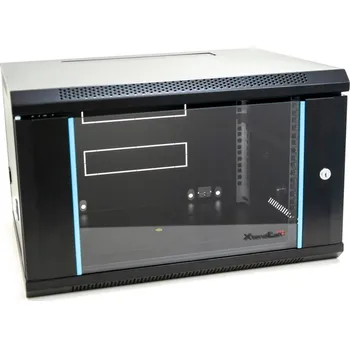 XtendLan WS-6U-64-BLACK-P Rozvaděč, 19", na stěnu, jednodílný, výška 6U, 600 x 450, skleněné dveře, kouřové sklo, nosnost 60kg, černý WS-6U-64-BLACK-P
