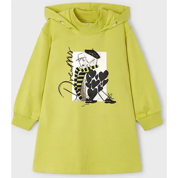 Dívčí šaty Mayoral šaty, tuniková mikina 4930 béžová, zelená Rozměr: 128