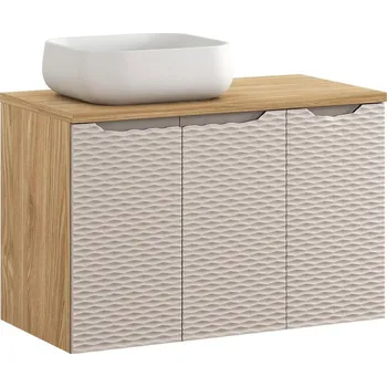 Koupelnový nábytek Koupelnová skříňka Ocean Beige s deskou a umyvadlem 90 cm béžová/dub olejovaný