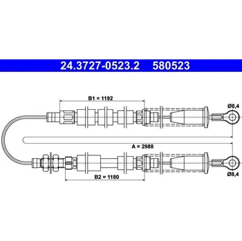 Lanko parkovací brzdy Tažné lanko, parkovací brzda ATE 24.3727-0523.2