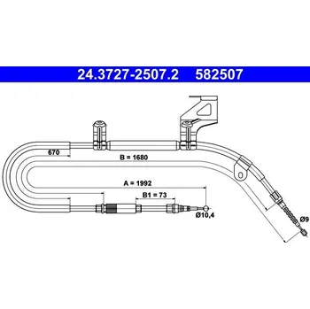 Lanko parkovací brzdy Tažné lanko, parkovací brzda ATE 24.3727-2507.2