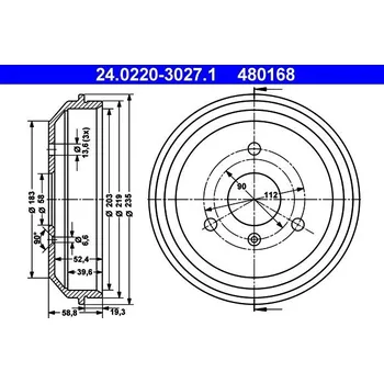 Brzdový buben Brzdový buben ATE 24.0220-3027.1