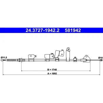 Lanko parkovací brzdy Tažné lanko, parkovací brzda ATE 24.3727-1942.2