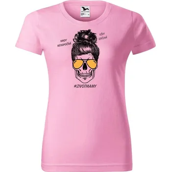 Dámské tričko DOBRÝ TRIKO Dámské tričko s potiskem Život mámy Barva: Růžová, Velikost: S