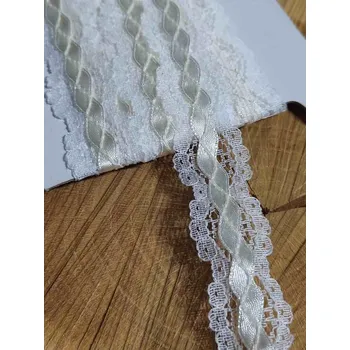 Krajka Krajka syntetická se stuhou barva bílá krémová