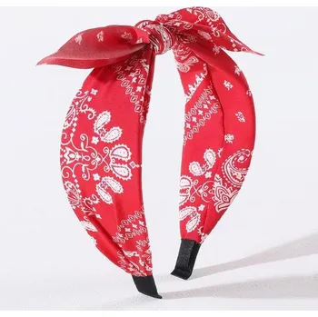 Čelenka Boho čelenka do vlasů s potiskem | dámské účesové doplňky - červený