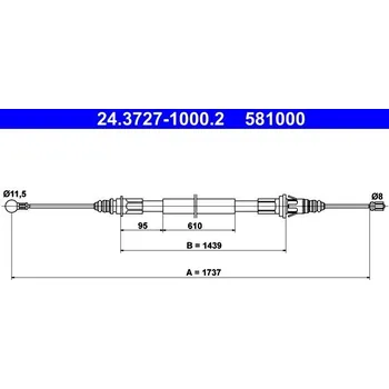 Lanko parkovací brzdy Tažné lanko, parkovací brzda ATE 24.3727-1000.2