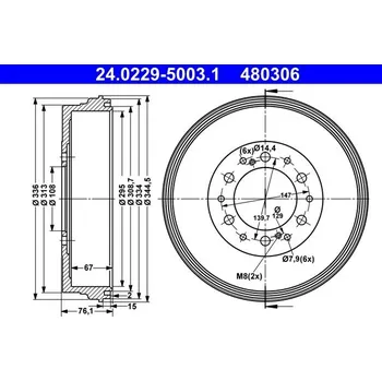 Brzdový buben Brzdový buben ATE 24.0229-5003.1