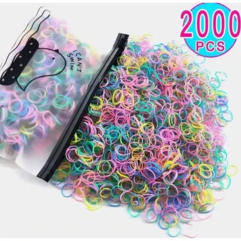 Barevné elastické gumičky pro děti | vlasové doplňky 2000 ks - jaro