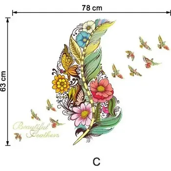 Samolepící dekorace Dekorace na zeď | nálepka na zeď, styl pírko - C