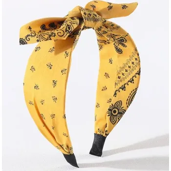 Čelenka Boho čelenka do vlasů s potiskem | dámské účesové doplňky - žluť