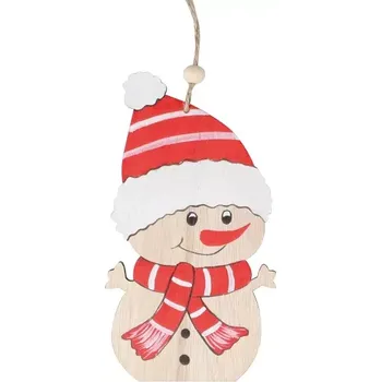 Vánoce Sněhulák červený na zavěšení 8 x 14,5 cm 30025
