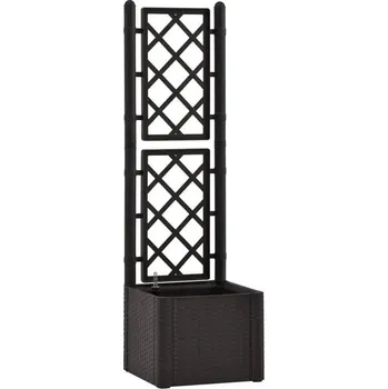 BRAVSON GROUP s.r.o. Samozavlažovací truhlík, vyvýšený záhon STEFANPLAST NATURAL DELUXE 43 antracit, s mřížkou