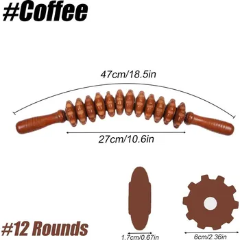 Dřevěný masážní váleček pro lymfatickou drenáž a proti celulitidě | pomůcka při masáži - Kávová
