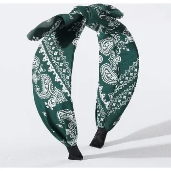 Čelenka Boho čelenka do vlasů s potiskem | dámské účesové doplňky - zelený