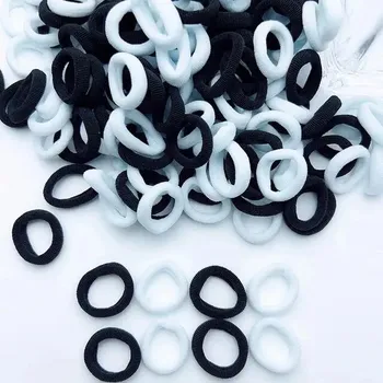 Elastické barevné gumičky pro děti | vlasové doplňky 100 ks - černá bílá