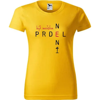 DOBRÝ TRIKO Dámské tričko s potiskem Být nevěstou Barva: Žlutá, Velikost: L